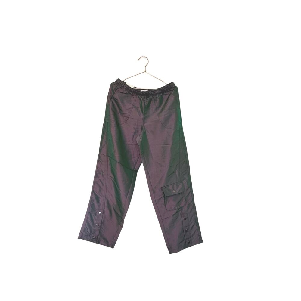 love, Fire hi rise parachute pant in iridescent green purple medium